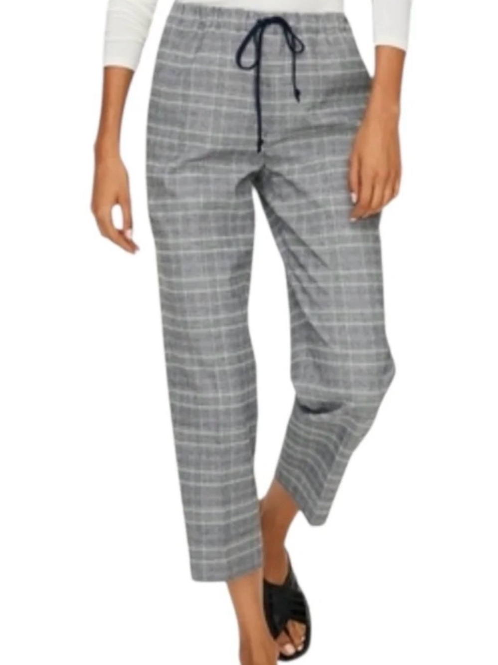 Ariztia The Group Babaton Jimmy Pants - Light grey Glen checker / plaid pattern.